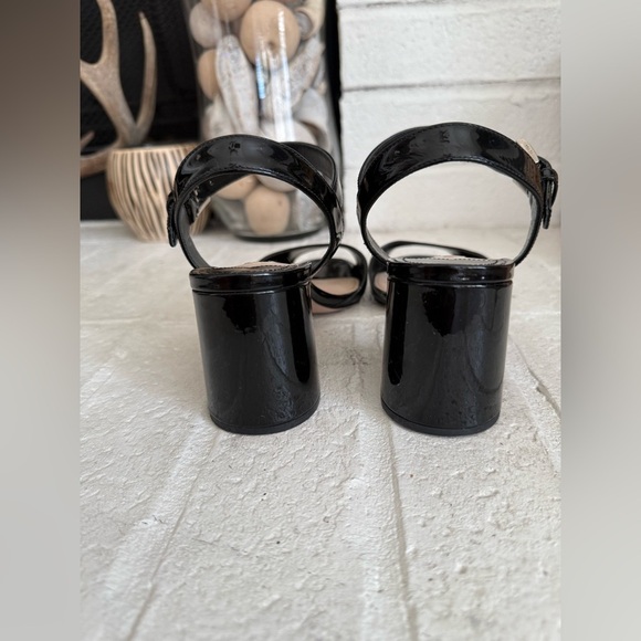 PRADA Round Heel Ankle Strap Slingback Sandal Shoe 36 - 5.5 Black Patent - Picture 12 of 14